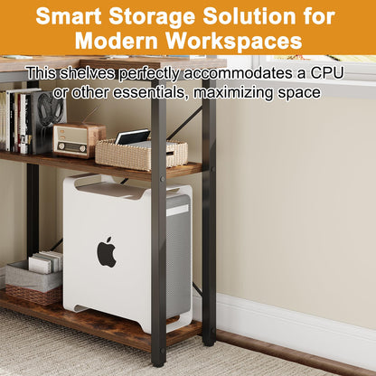 Grandder L Shaped Computer Desk with Reversible Shelves, 40 Inch Small Corner Desk with Storage Bag, Gaming Desk Computer Table Study Writing Desk for Home Office Small Space, Rustic Brown