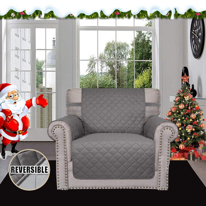 Easy-Going Chair Sofa Slipcover Reversible Sofa Cover Water Resistant Couch Cover Furniture Protector Cover with Elastic Straps for Pets Kids Children Dog Cat (Chair, Gray/Light Gray)