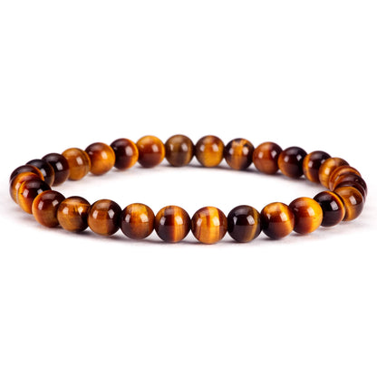 Cherry Tree Collection - Small, Medium, Large Sizes - Gemstone Beaded Bracelets For Women and Men - 6mm Round Beads (Tiger's Eye - Medium)