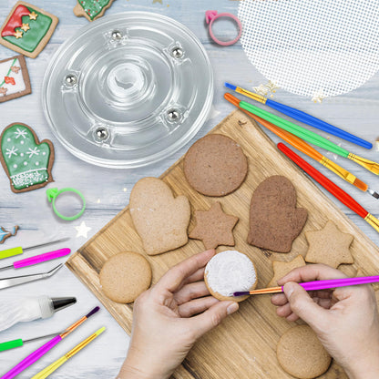 56 PCS Cookie Decorating Kit Supplies Including Acrylic Turntable Decoration Brushes Scribe Needle Piping Bags Icing Tips for Cookie Cupcake Cake Decorations