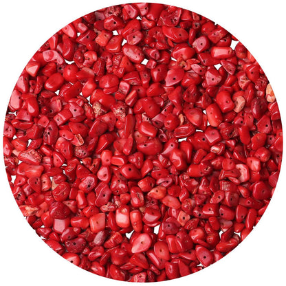 LAIDANLA Red Coral 400pcs Natural Chip Stone Beads 5-8mm Healing Crystal Irregular Gemstones Drilled DIY Loose Rocks Bead Crystal for Bracelet Earrings Necklace Jewelry Making Crafting