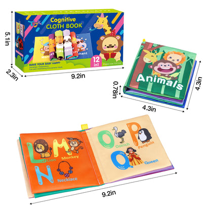 Baby Bath Books, Fabric Soft Baby Cloth Books, Early Education Toys, Waterproof Babies Book for Toddler, Newborn, Infants Perfect Shower Toys, Kids Bath Toys Toddler Gift (12PCS)