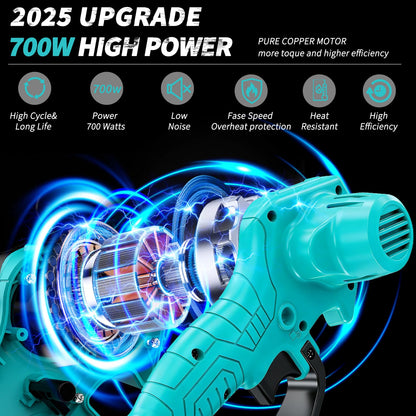 Mini Chainsaw Cordless, 6 inch Electric Chain Saw, With power display for Wood/Tree Cutting, Garden & Household Use Stocking Holiday Gifts for Men, Fathers & Gardening Enthusiasts