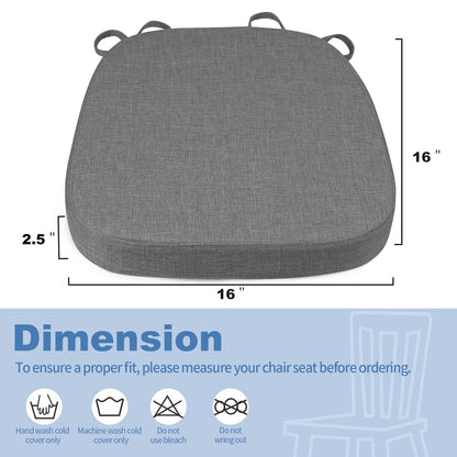 BUYUE Thickened 2.5" Friendly Woven Fabric Dining Chair Cushion, U-Shape High Density Foam Comfortable Chair Pad for Kitchen, Slip Resistant Indoor Seat Cushion (1 Piece, Dark Gray)