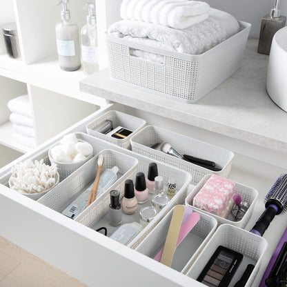 Simplify 6 Piece Organizing Set | Multiple Size Bins | Multipurpose | Office | Desk | Dorm | Bathroom | Storage Basket | Small Items | Accessories | White