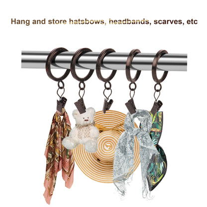 XHLTTBD 38 Pack 1.25 Inch Half-Round Coffee Gold Curtain Clip Rings - Heavy Duty Iron, Quiet Glide, Rustproof, Fits 1.0-1.2 Inches (Curtain Rod Required, Non-Drill)