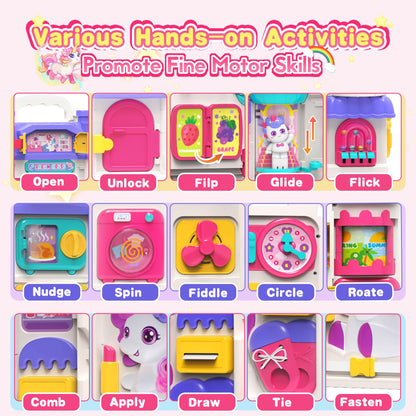 ELFJOY Montessori Toys for 1 Year Old Girl Gifts, Busy Board for 1 2 Year Old - 56+ Activities Bilingual Early Educational Learning Toddler Baby Girl Toys, First Birthday Gifts for 1 2 Year Old Girls