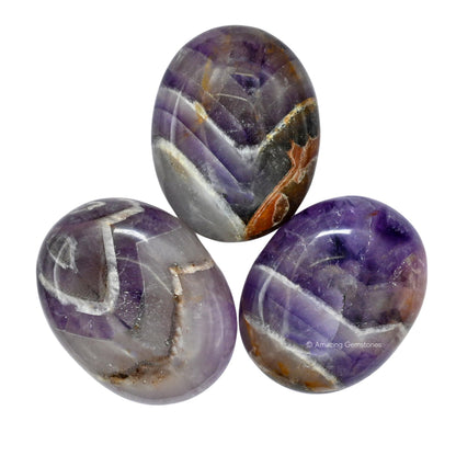 Amazing Gemstone Amethyst Chevron Crystals and Healing Stones - Large Palm Stone Crystals Piedra - Crystal for Good Luck, Positive Energy, Meditation - Unique Stocking Stuffers, Gifts for Women, Men