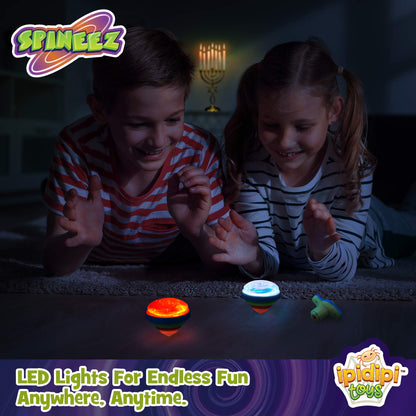 IPIDIPI TOYS Spineez Light Up Spinning Tops for Kids – 12-Pack LED Spinner Toys - Birthday Party Favors, Goodie Bag Stuffers for Kids, School Prizes for Boys & Girls – Blue