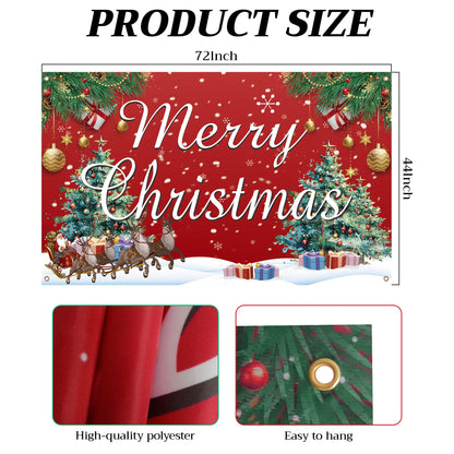HOOSUN Christmas Decorations,72 x 44 Inch Merry Christmas Backdrops for photography,Xmas Banners Party Decorations,Xmas Photo Booth Backdrop Party Banner for Wall,Yard,Garage