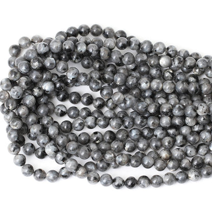 CHEAVIAN 45PCS 8mm Natural Black Labradorite Gemstone Round Loose Beads Crystal Energy Stone for DIY Jewelry Making 1 Strand 15"