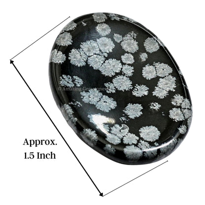 Amazing Gemstone Snowflake Obsidian Worry Stone Crystals and Healing Stones for Stress Relief Gifts - Piedra Crystal Fidget for Meditation - Unique Stocking Stuffers and Birthday Gifts