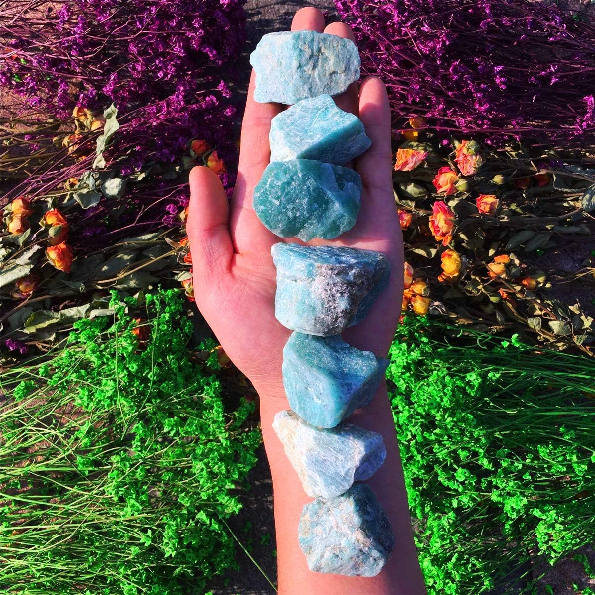 Simurg Raw Amazonite Stone 1lb ‌Aroma Stone Rough Amazonite Crystal for Cabbing, Tumbling, Cutting, Lapidary, Polishing, Reiki Crystal Healing