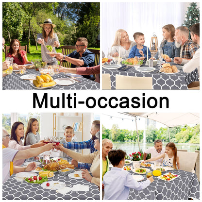 Smiry Rectangle Table Cloth, Waterproof Vinyl Tablecloths with Flannel Backing for Rectangle Tables, Wipeable Spillproof Plastic Tablecloth for Dining, Camping, Indoor and Outdoor (60"x84", Grey)