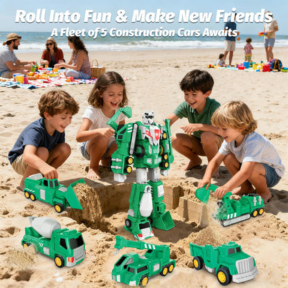 Laradola Toys for 3 4 5 6 Year Old Boys - Transform Robot Kids Toys Cars | STEM Building Toddler Toys for Ages 3+ | 5 in 1 Construction Christmas Birthday Gifts for Boys Girls