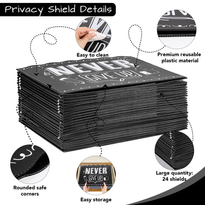 24-Pack Privacy Folders for Students Waterproof Durable Plastic Study Carrel Divider, Easy-to-Clean Classroom Desk Dividers Shield for School Teacher Supplies (Black)