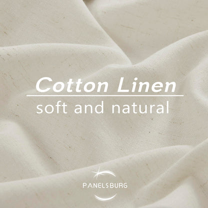 Undyed Natural Linen Cotton Blend Gauze Curtains, Soft Lightweight Light Filtering Semi-Sheer Panels for Living Room Bedroom, 84 Inch Length, 2 Panel Set