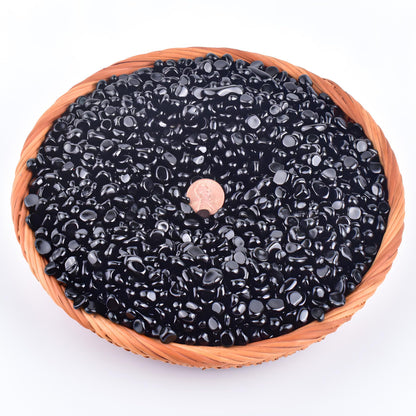SigMntun Polished Obsidian Crystal Chips 200 Pcs - 0.3" 10 oz Tumbled Stone Chips Crushed Sea Glass Stones Healing Reiki Crystal Making Home Decoration