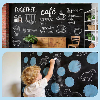 Extra Large Chalkboard Paper Roll Peel and Stick Chalk Board Wallpaper(+5 Chalks) Chalk Paint Contact Paper Blackboard
