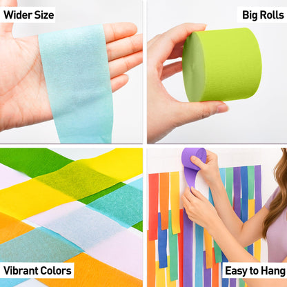 Oun Nana Dusty Blue Crepe Paper Streamers Party Decorations, 6 Rolls 738 Ft Party Streamers for Birthday, Baby Shower, Wedding, Graduation, Backdrops, Ceilings and DIY Crafts