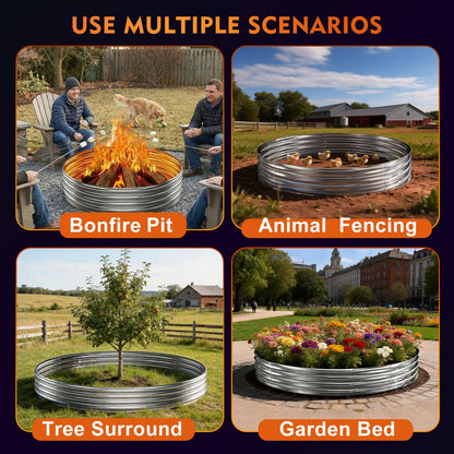 Fire Pit Ring for Outside Wood Burning, 36in Outdoor Fire Pit, Heavy Duty Steel Burn Pit for Backyard, Camping, Bonfire, Modern Style Large Metal Fire Pit Ring