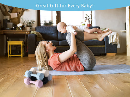 Baby Dumbbell - Silicone Infant Rattle Teether, Toddler Sensory Toy, Durable Safe Exercises Workout Weight - Great Gift for Girls and Boys (1pcs - Black)