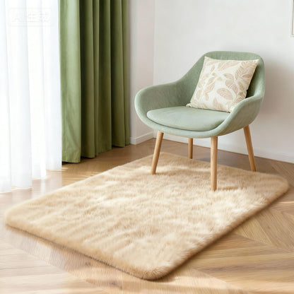 SWGRT 2x3 Solid Fluffy Camel Area Rug – Washable, Durable,Small Bedroom Rug, Non-Slip High Pile Shag Rugs for Living Room, Bedroom, Bedside, Dorms, Nursery Rooms, Kids Room, Soft Indoor Floor Carpet