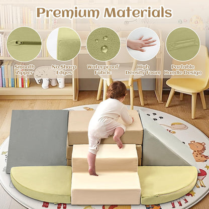 6-Piece Toddler Climbing Toys Indoor, Foam Climbing Toys for Toddlers, Soft Play Baby Climbing Blocks for Crawling and Sliding, Safe Climbing Play Set Indoor Gym Equipment for Toddler1-3, Infant, Baby
