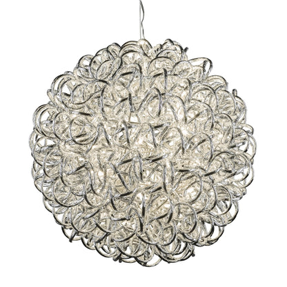Holiday Bright Lights 18" Silver Spiral Orb Outdoor Hanging Sphere Lights Porch Decor, 200-Light 5MM Warm White LED Bulbs