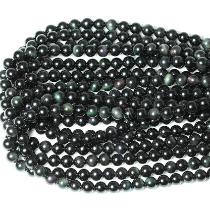 CHEAVIAN 45PCS 8mm Natural Black Obsidian Gemstone Round Loose Beads Crystal Energy Stone Healing Power for DIY Jewelry Making 1 Strand 15"