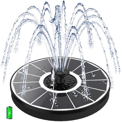 Yzert Solar Fountain with 2000 mAh Battery Backup Works in Cloudy, Glass Solar Powered Bird Bath Fountains with 7 Nozzles, 3.5 W Solar Fountain Pump for Birdbath,Garden, Outdoor, Pond (White)