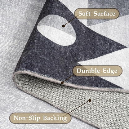HOMFINE Washable Area Rug - Geometry Style Modern Rugs for Living Room, Bedroom, Machine Washable Rug Soft Non Slip Non Shedding Area Rug - Grey, 4'x6'
