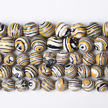 90pcs 4mm Natural Yellow Malachite Beads Round Loose Beads for Jewelry Making DIY Bracelets Necklace Crystal Energy Healing Power Stone(4mm, Yellow Black Malachite)