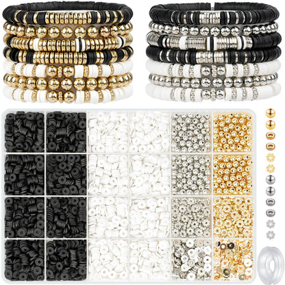 Gionlion 3000 Pcs Clay Beads Bracelets for Women Adults, Bracelet Making kit Golden Beads for Jewelry Making, Charms Bracelet Kit DIY Arts and Crafts Birthday Mothers Day Gifts