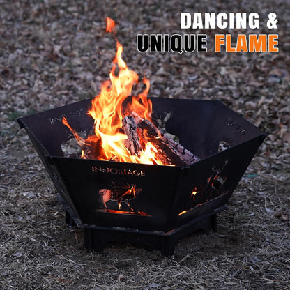 Fire Pit for Camping- 23Inch Small Collapsible Firepit for Patio Outside Wood Burning Outdoor Indoor BBQ Picnic Foldable Fire Pits Bonfire of Backyard Patio with Portable Tote Bag