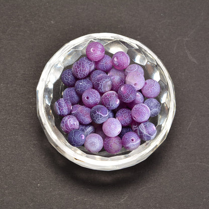 jodaying 10mm Froasted Purple Agate Round Natural Gematone Loose Beads for Jewelry Making DIY 1 Strand 15"