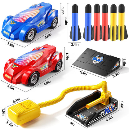 NIPLOOOW Rocket Toy Car Launcher, 2 Race Car and 6 Foam Rockets, Outdoor Outside Backyard Toys for Boys & Girls, Birthday Gift Toys for Kids Boys Girls Age 3 4 5 6 7 8 Years Old