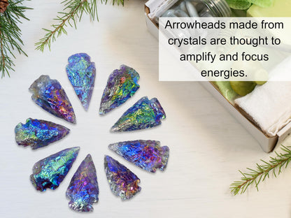 Amazing Gemstone Angel Aura Amethyst Arrowhead, Crystal and Healing Stone Flint Rock Arrow Head - 1 to 1.5 Arrowheads for DIY Project Craft Point Jewelry Making
