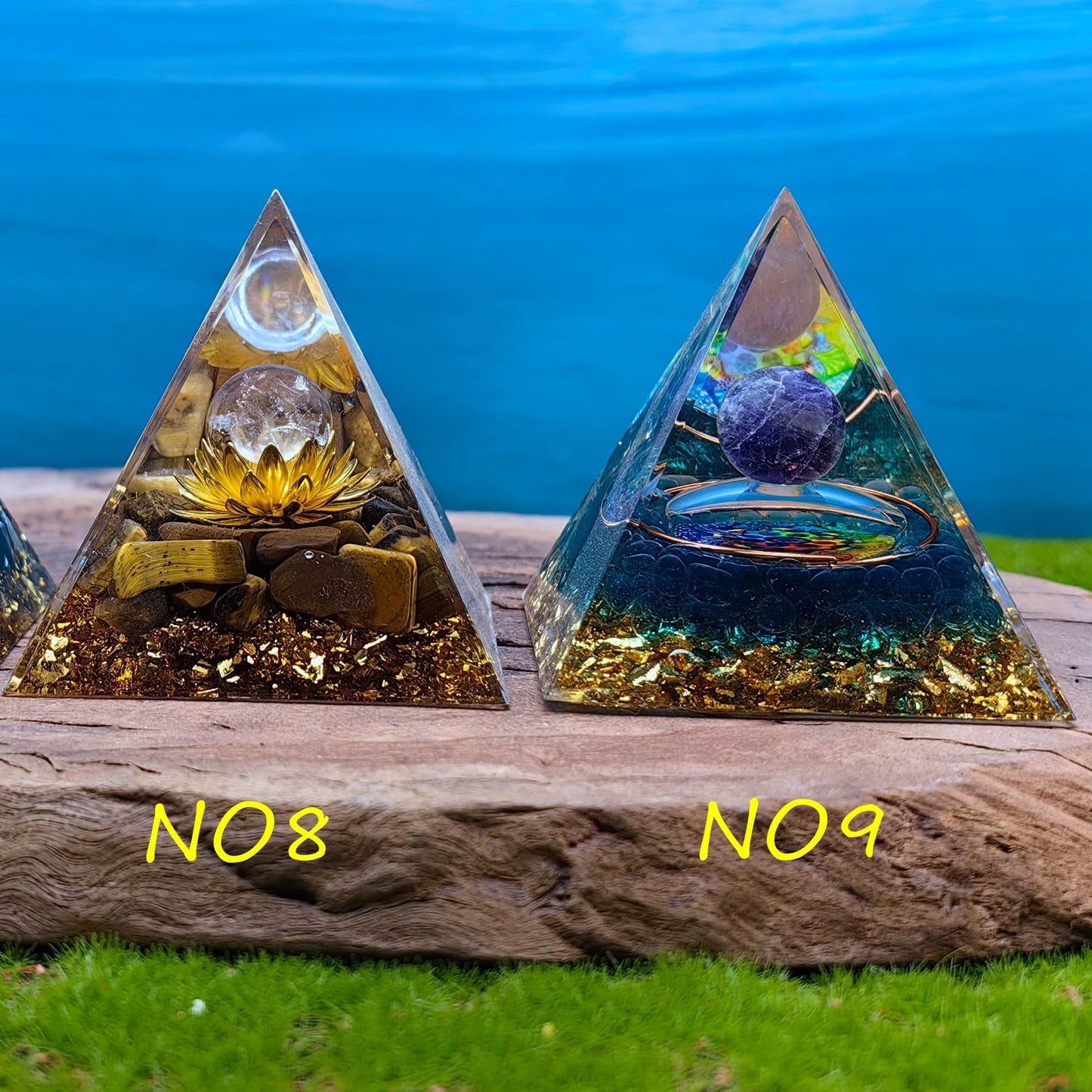 Healing Crystals Orgone Pyramid for Positive Energy, Stress Reduction, and Attracting Wealth and Luck Reduce Stress and Promote Healing with this Crystal Pyramid Home Decor (NO6,6cm)