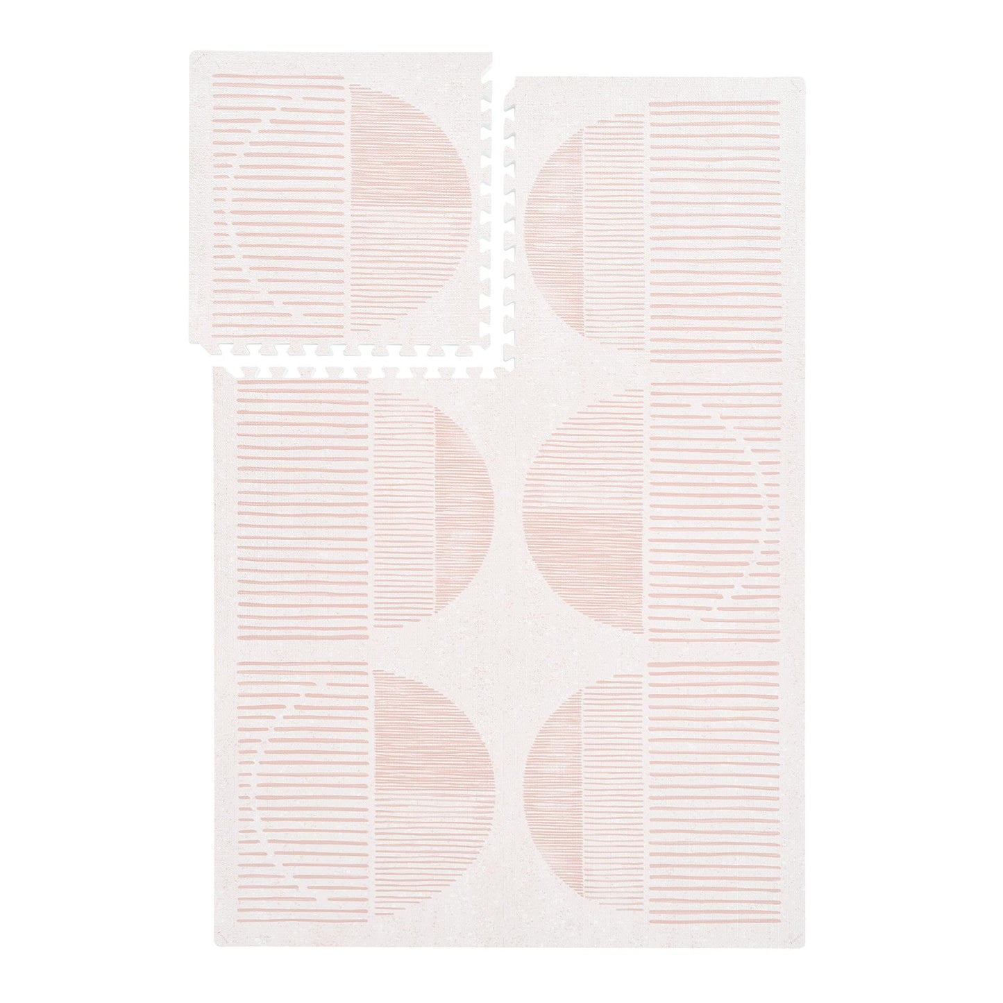 PopsyKosy Premium Baby Floor Play Mat - Thick & Cushioned 0.5 inch Playroom Foam Mat, Non-Toxic Odorless - 6 Tiles - Spacious 6x4 ft. - Stylish & Large, Waterproof for Kids & Toddlers - Cream Pink