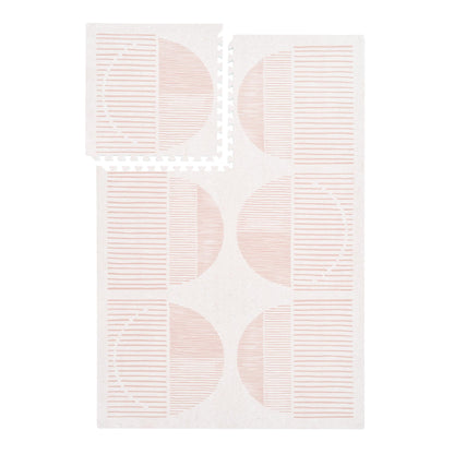 PopsyKosy Premium Baby Floor Play Mat - Thick & Cushioned 0.5 inch Playroom Foam Mat, Non-Toxic Odorless - 6 Tiles - Spacious 6x4 ft. - Stylish & Large, Waterproof for Kids & Toddlers - Cream Pink