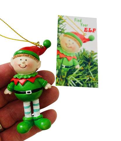 Elf Ornament Legend Set Find Your Hidden Elves Christmas Tree Decoration with Story Card Boxed Keepsake