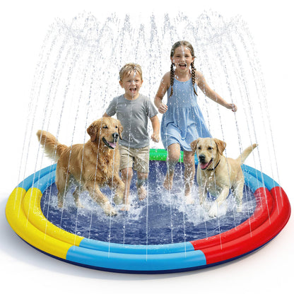 Large Splash Pad for Kids & Dogs, 78” Sprinkler Splash Pad with Dual Spray Tubes, Thick Non-Slip Water Play Mat for Backyard, Summer Outdoor Water Toys for Toddlers & Family