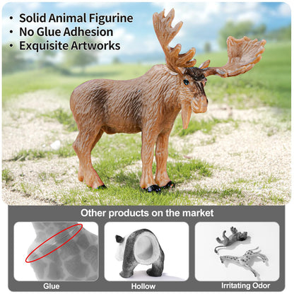 THINKBAY 16PCS Mini North American Forest Woodland Animals Figurines Toys, Realistic Jungle Wild Animal Figures with Wolf,Bear,Bison,Reindeer,Birthday Party Favors Valentine's Day Gifts for Kids