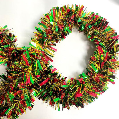 Christmas Tinsel Garland - 33 Ft Shiny Metallic Tree Winter Xmas Garland Glitter Tinsel Hanging Twist Hanging Decorations for Christmas Party Holiday Supplies （Gold Red Green）