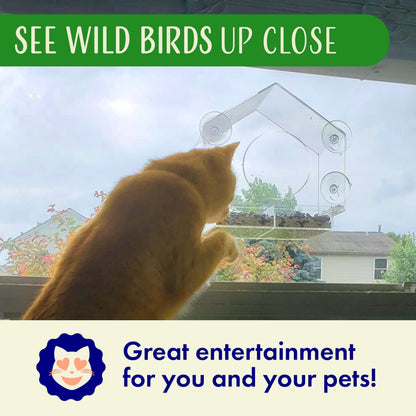 Clear Bird Feeders for Window Viewing Inside - Window Bird House Feeder with Suction Cups - Balcony Birdhouse Feeder with Tray - Easy to Use for Wildlife Lovers, Birding, Kids, Cat, & Elderly