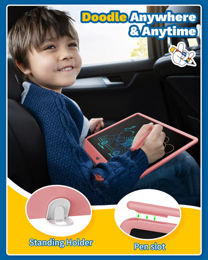 TEKFUN 15 Inch LCD Writing Tablet for Girls Ages 8–12, Large Drawing Tablet for Kids, Screen-Free Writing Pad for Learning & Quiet Time, Creative Christmas Gift for 8 9 10 Year Old Girl (Pink)