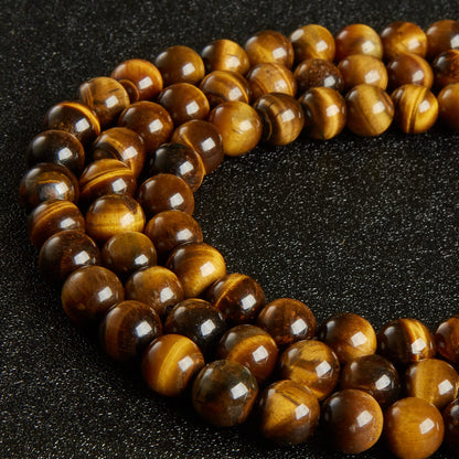 35pcs 10mm Natural Yellow Tiger Eye Beads Gemstone Beads Round Loose Beads for Jewelry Making