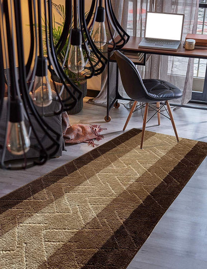 BestHomeCustom Custom Size Hallway Runner Rug Brown-Beige Color 31 inch Wide Select Your Length Non-Slip (Skid Resistance) Rubber Backing 6 feet x 31 inch