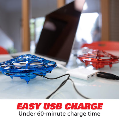 Force1 Scoot Duo Hand Operated Drone for Kids or Adults - 2pk Hands Free Motion Sensor Mini Drones, Easy Indoor Flying Ball Small UFO Toys for Boys and Girls (Red and Blue)